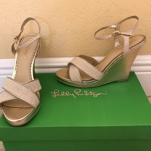 Gold Lilly Pulitzer Abby Wedges